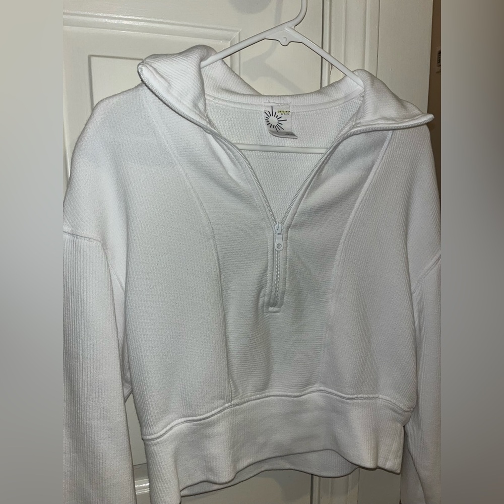Aerie White Half-Zip Hoodie